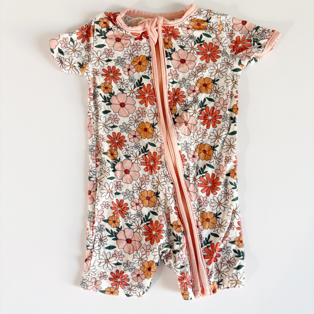 Little One Shop Baby Girls Floral Retro Boho Bamboo Zippy Romper Size 3-6M